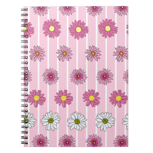 Pink and White Daisies Wildflower Whimsy  Notebook (Front)