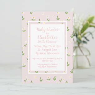 Pink and White Daisy Baby Shower Invitation