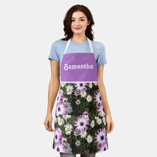 Pink and White Daisy Daisies Flowers Floral Apron (Worn)