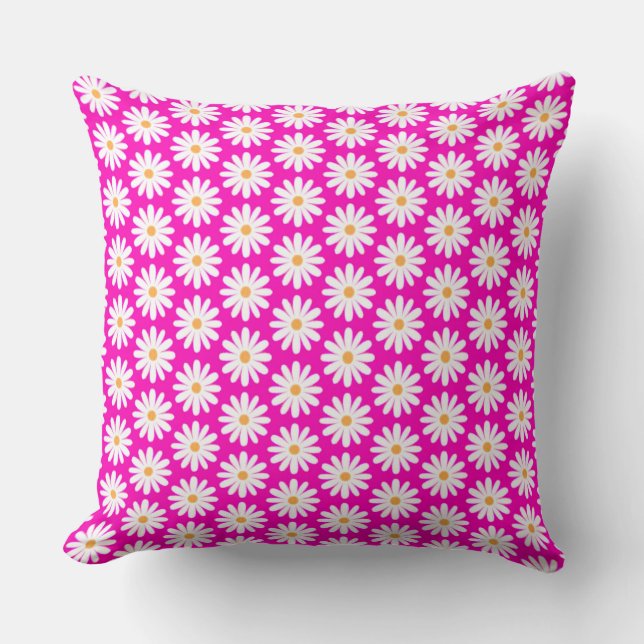Pink and White Daisy Flower   Cushion (Front)