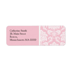 Pink and White Damask Address Labels