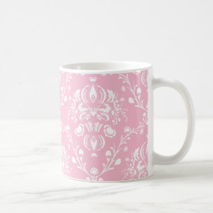 Pink and White Damask Coffee Mug