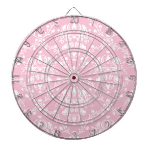 Pink and White Damask Dartboard