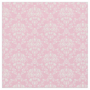 Pink and White Damask Fabric