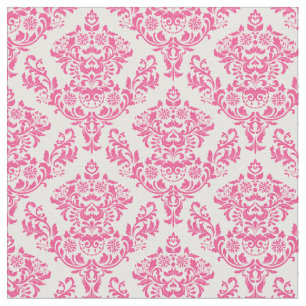 Pink and White Damask Fabric