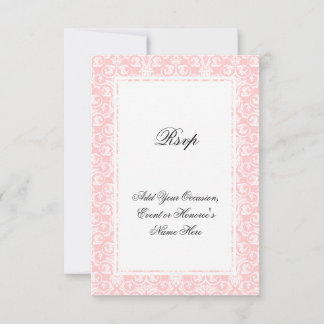 Pink and White Damask Matching RSVP Card