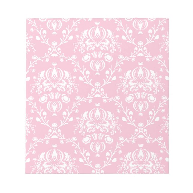 Pink and White Damask Notepad (Front)