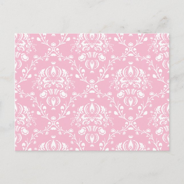 Pink and White Damask Postcard (Front)