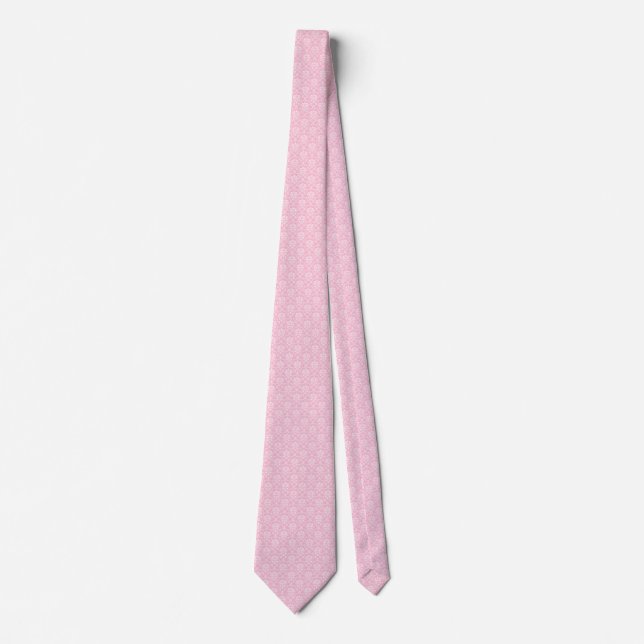 Pink and White Damask Tie (Front)