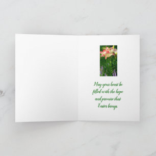 PINK AND WHITE DAYLILIES/EASTER JOY/HE IS RISEN HOLIDAY CARD
