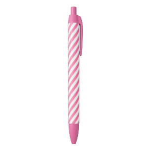 Pink and white degree stripes pattern blue ink pen