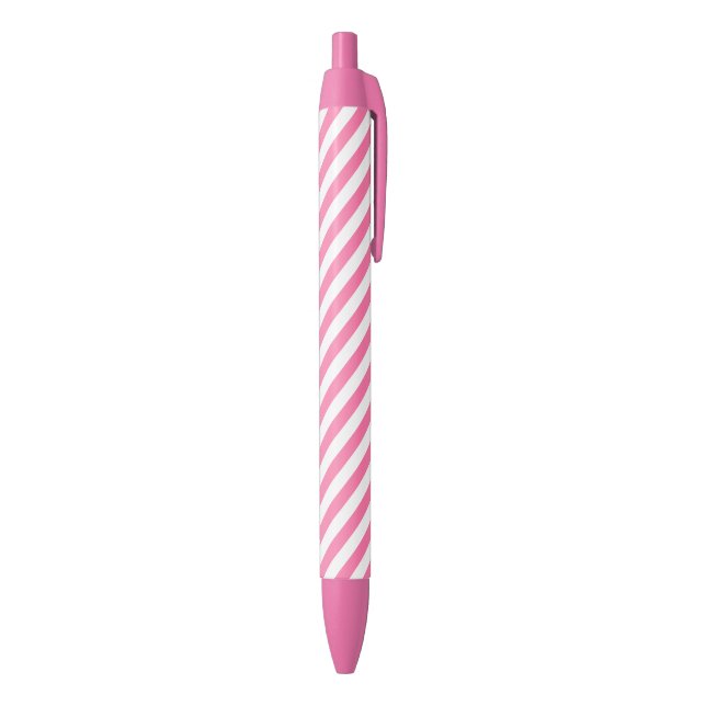 Pink and white degree stripes pattern blue ink pen (Bottom (Vertical))