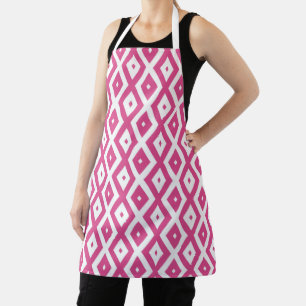 Pink and white diamond pattern apron