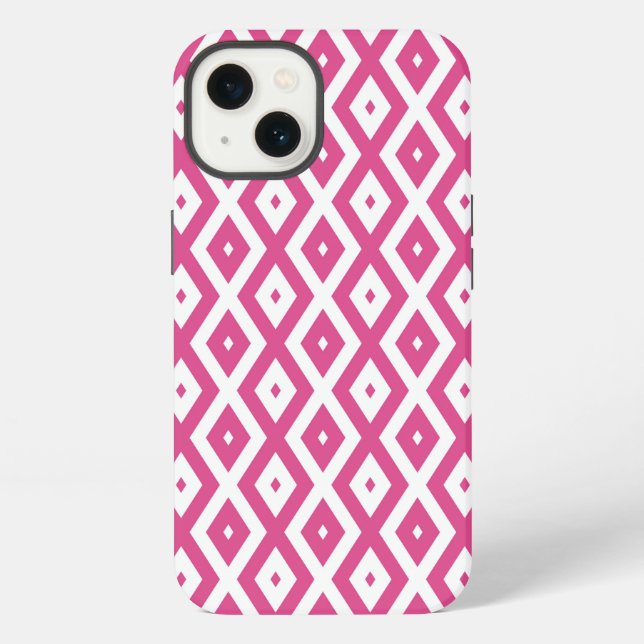 Pink and white diamond pattern Case-Mate iPhone ca Case (Back)