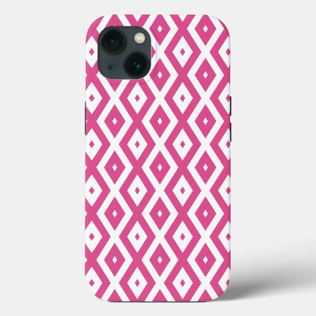 Pink and white diamond pattern Case-Mate iPhone ca Case (Back)