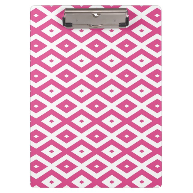 Pink and white diamond pattern clipboard (Front)