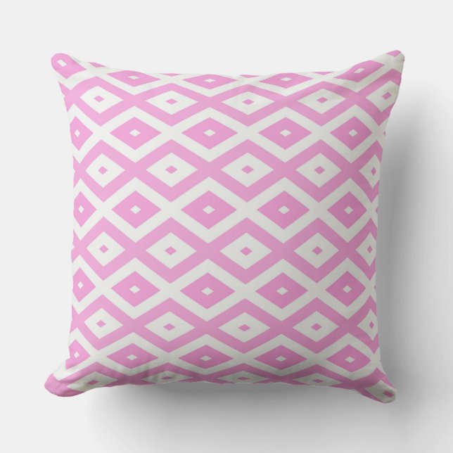 Pink and white diamond pattern cushion (Front)