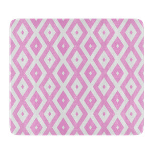 Pink and white diamond pattern cutting board