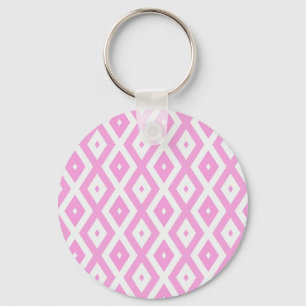 Pink and white diamond pattern key ring