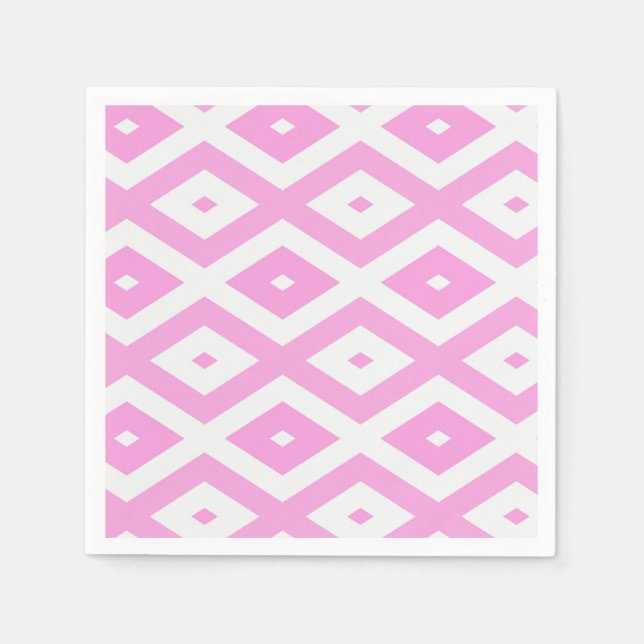 Pink and white diamond pattern napkin (Front)