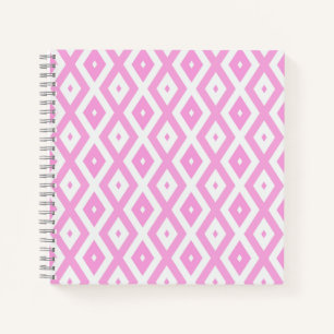 Pink and white diamond pattern notebook