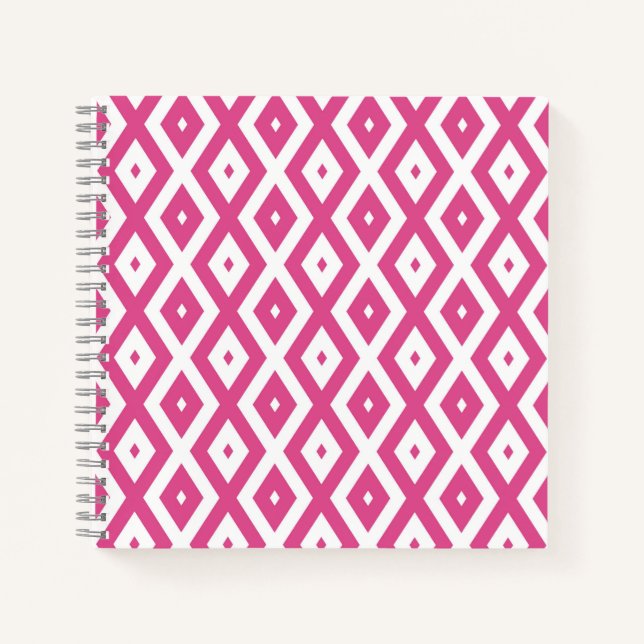 Pink and white diamond pattern notebook (Front)