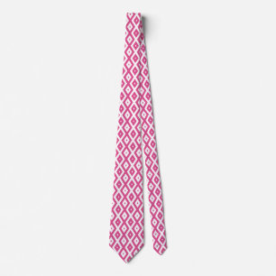 Pink and white diamond pattern tie