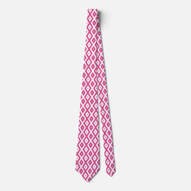 Pink and white diamond pattern tie (Front)