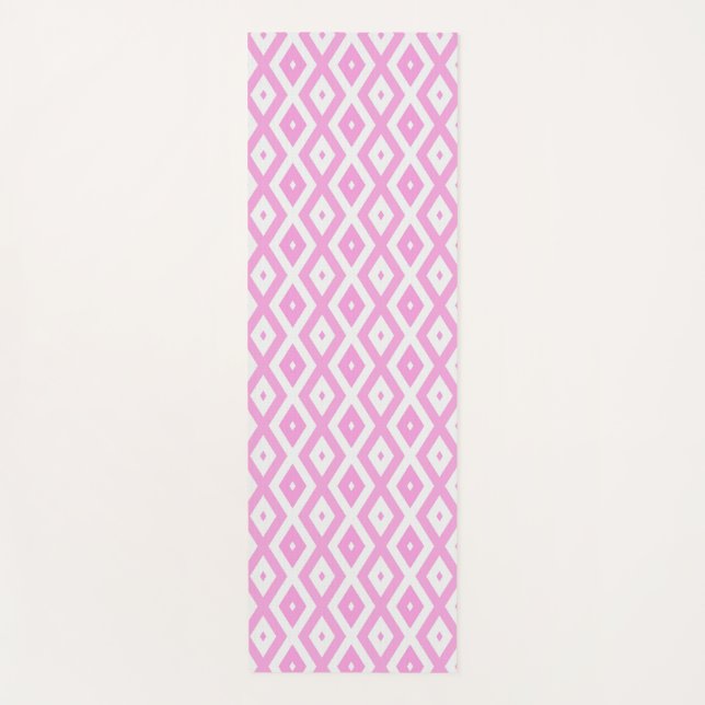 Pink and white diamond pattern yoga mat (Front)
