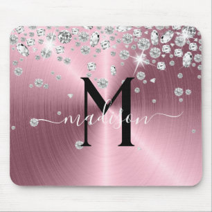 Pink and White Diamonds - Personalized Mouse Pad