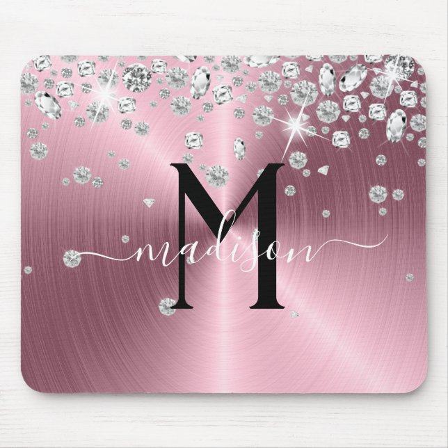 Pink and White Diamonds - Personalized Mouse Pad (Front)
