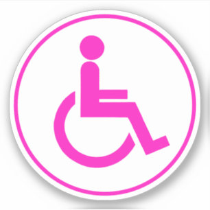 Pink and White disabled handicap symbol Round 
