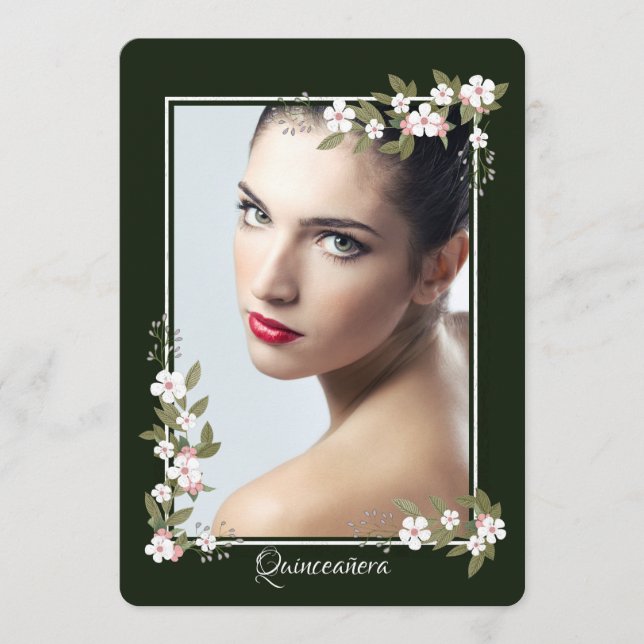 Pink and White Dogwood Quinceañera Invitation (Front)