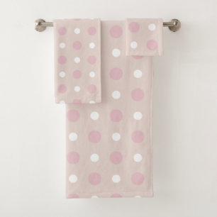 Pink and white Dots Bath Towel Set
