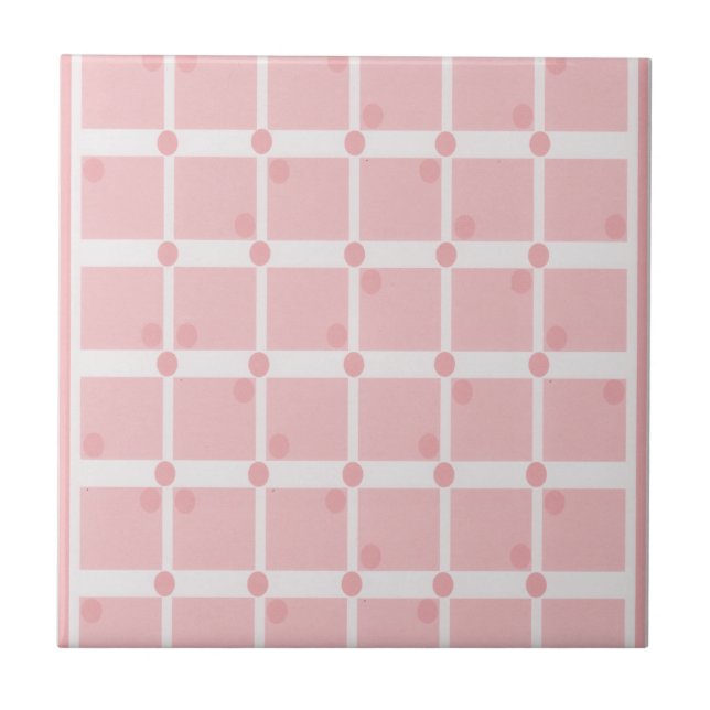 Pink and white dotted ceramic tile (Front)