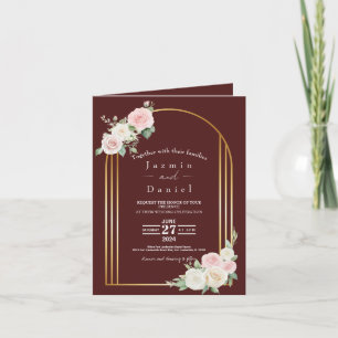 Pink And White Dusky Blooms Wedding Invitation 
