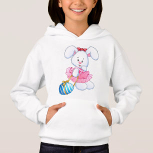 Pink and White Easter Bunny Rabbit with Easter Egg