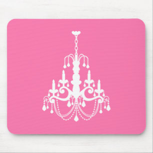 Pink and White Elegant Chandelier Mouse Pad