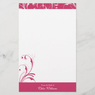 Pink and White Elegant Flourish Stationery