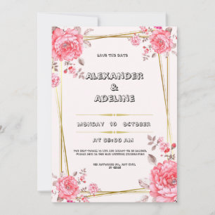 Pink and White Elegant Wedding Invitation