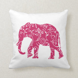 Pink and white elephant throw pillow