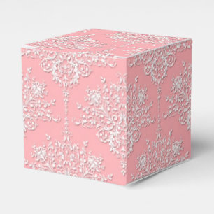 Pink and White Fancy Floral Damask Pattern Favour Box