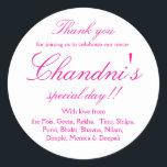 Pink and white favour thank you stickers<br><div class="desc">Pink and white and pink favour thank you stickers</div>