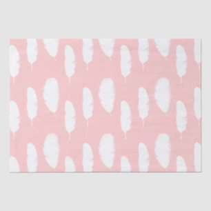 Pink and White Feathers Tissue Paper