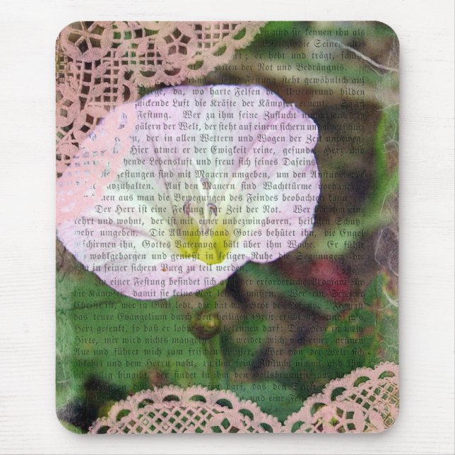 Pink and White Field BindWeed Mouse Pad (Front)
