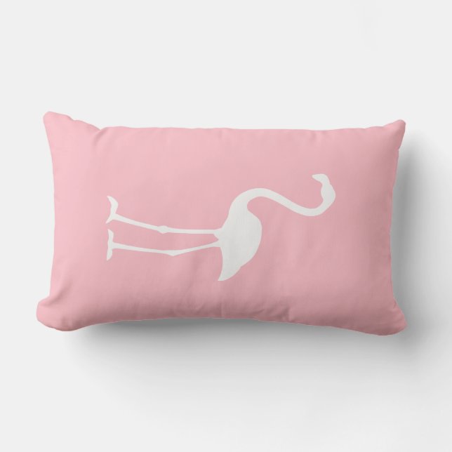 Pink and White Flamingo Lumbar Cushion (Front)