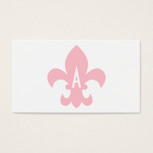Pink and White Fleur de Lis Monogram