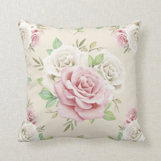 Pink And White Floral Bouquet Cushion