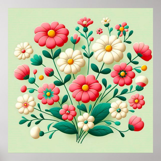 🌸 Pink And White Floral Bouquet Spring Decor 🌸 (Front)