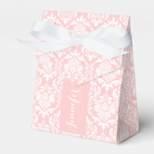 Pink And White Floral Damasks Monogramed Favour Box